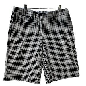 Lands End Shorts Women's Size 6 Black and White Checked Walking Bermuda Shorts
